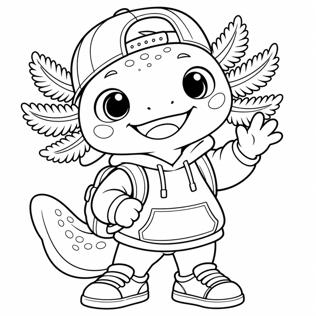 Black-and-white Asher coloring illustration