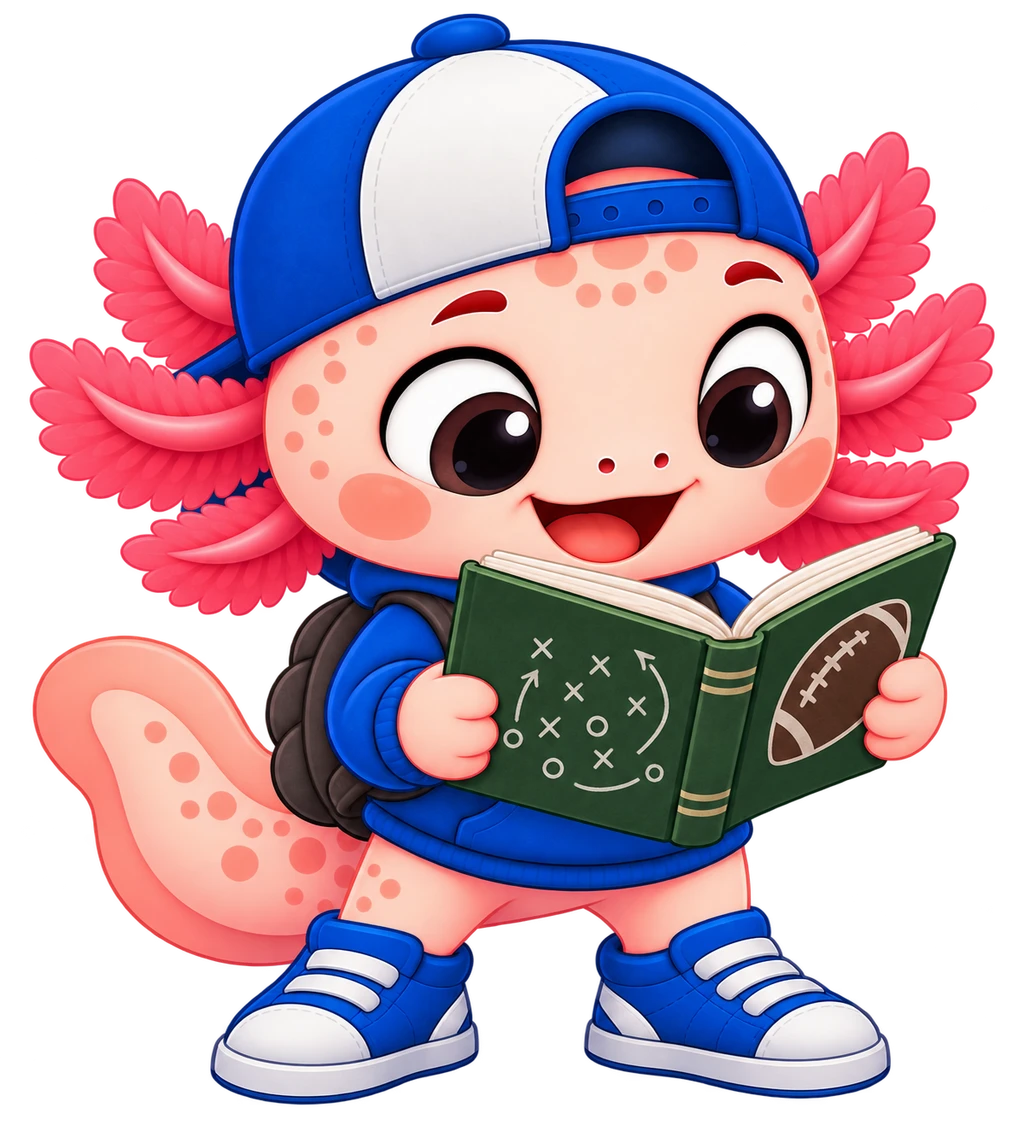 Asher holding a football playbook